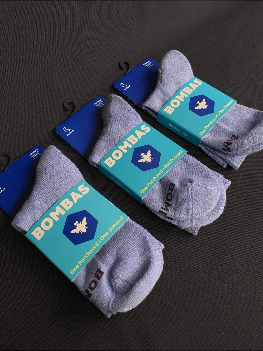 BOMBAS Set of 3 Cotton Half Calf Socks – Short Crew Socks – MEDIUM – NWT